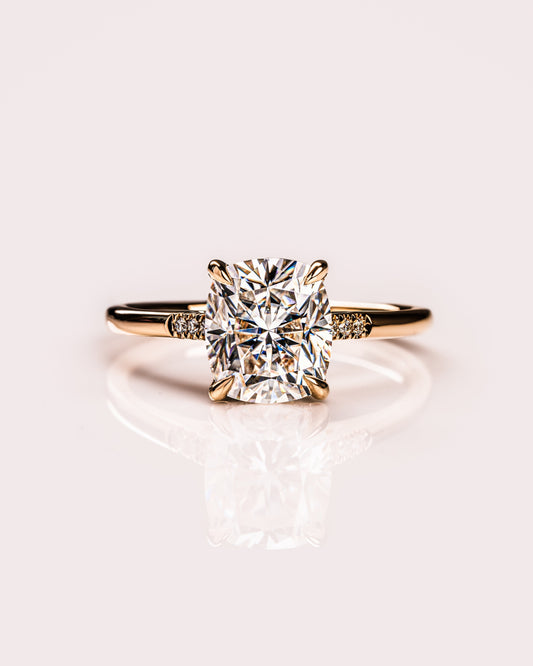 1.49 CT Cushion Cut Hidden Halo Moissanite Engagement Ring