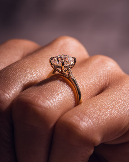 1.49 CT Cushion Cut Hidden Halo Moissanite Engagement Ring
