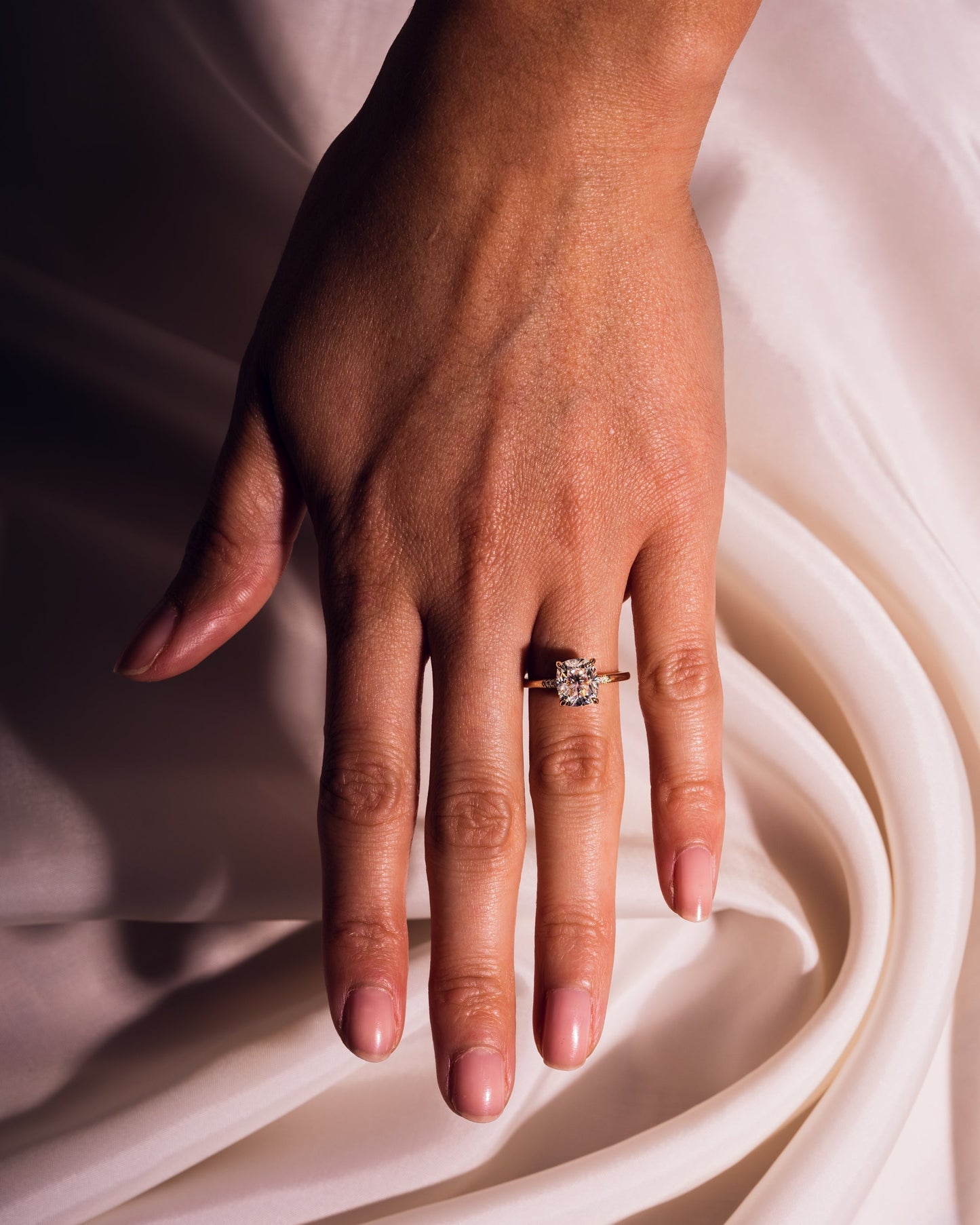 1.49 CT Cushion Cut Hidden Halo Moissanite Engagement Ring