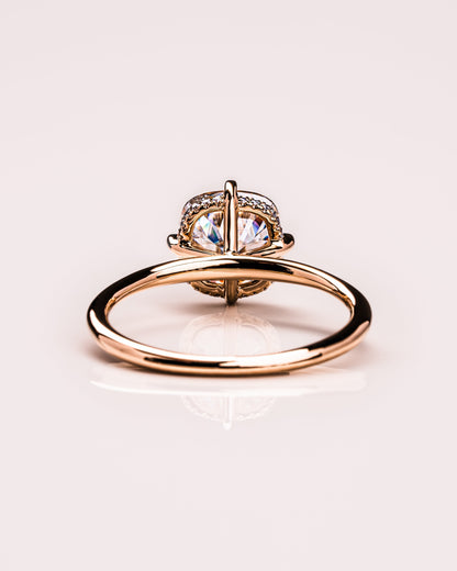 2.54 CT Cushion Cut Moissanite Engagement Ring With Hidden Halo Setting