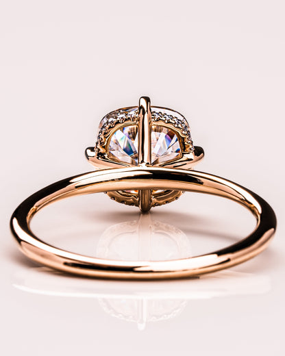 2.54 CT Cushion Cut Moissanite Engagement Ring With Hidden Halo Setting