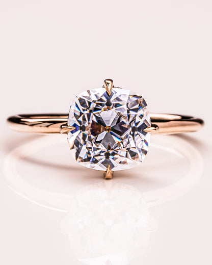 2.54 CT Cushion Cut Moissanite Engagement Ring With Hidden Halo Setting