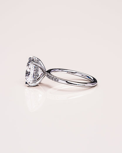 2.87 CT Princess Cut Moissanite Engagement Ring With Hidden Halo Setting