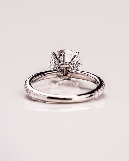 1.9 CT Round Hidden Halo Pave Moissanite Engagement Ring