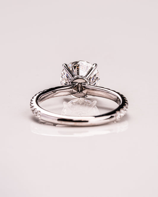 1.9 CT Round Hidden Halo Pave Moissanite Engagement Ring