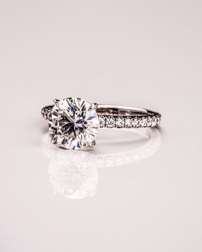 1.9 CT Round Hidden Halo Pave Moissanite Engagement Ring