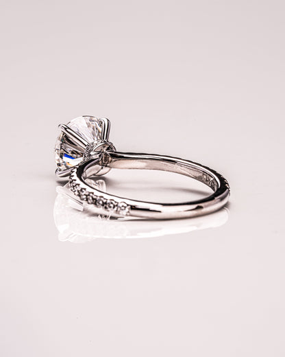 1.9 CT Round Hidden Halo Pave Moissanite Engagement Ring
