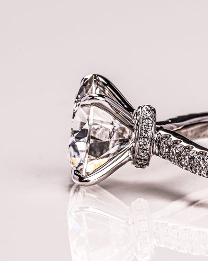 1.9 CT Round Hidden Halo Pave Moissanite Engagement Ring