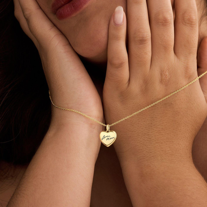 Handwriting Heart Charm Necklace