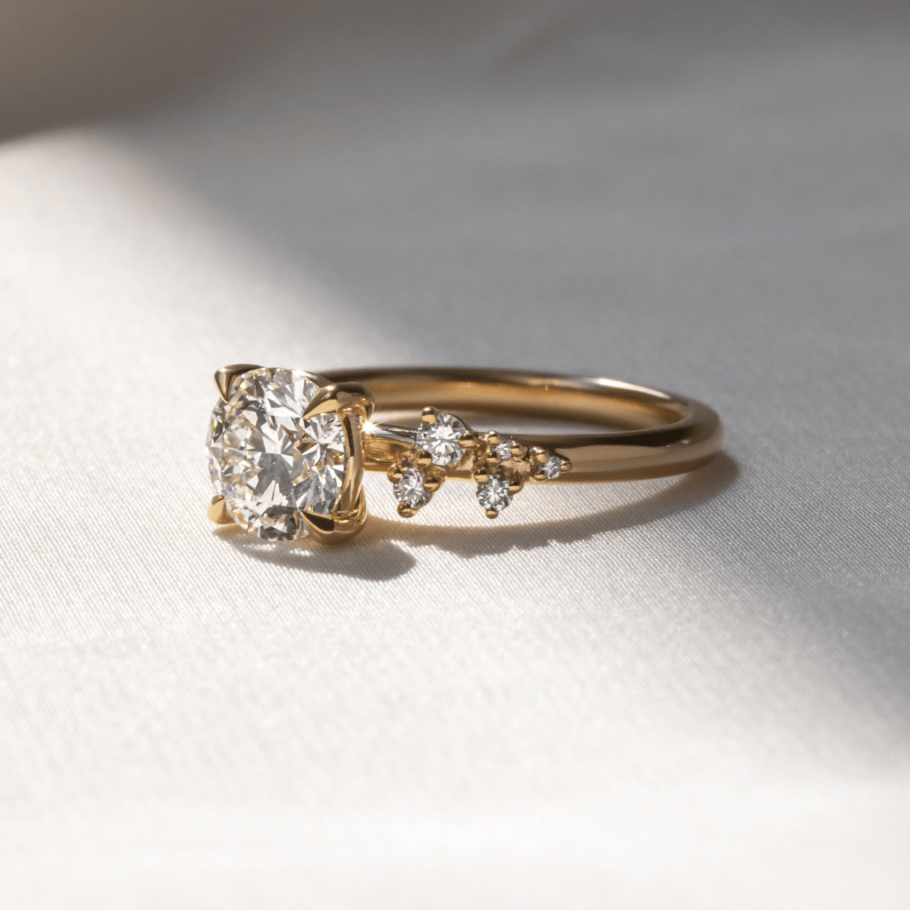 Marquise Shaped Three Stone Lab Grown Diamond Engagement Ring