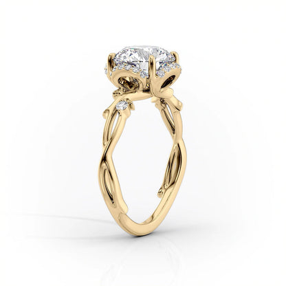 2 CT Round Cut Twig Moissanite Engagement Ring