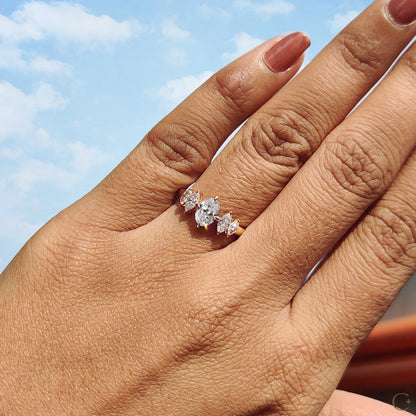 5 Stone Diamond Ring With Oval and Marquise Cut