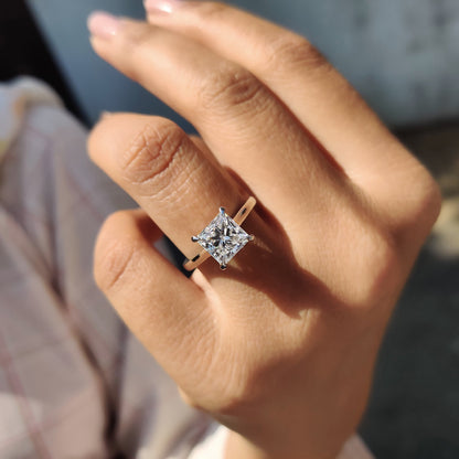 Princess Cut Moissanite Solitaire Ring