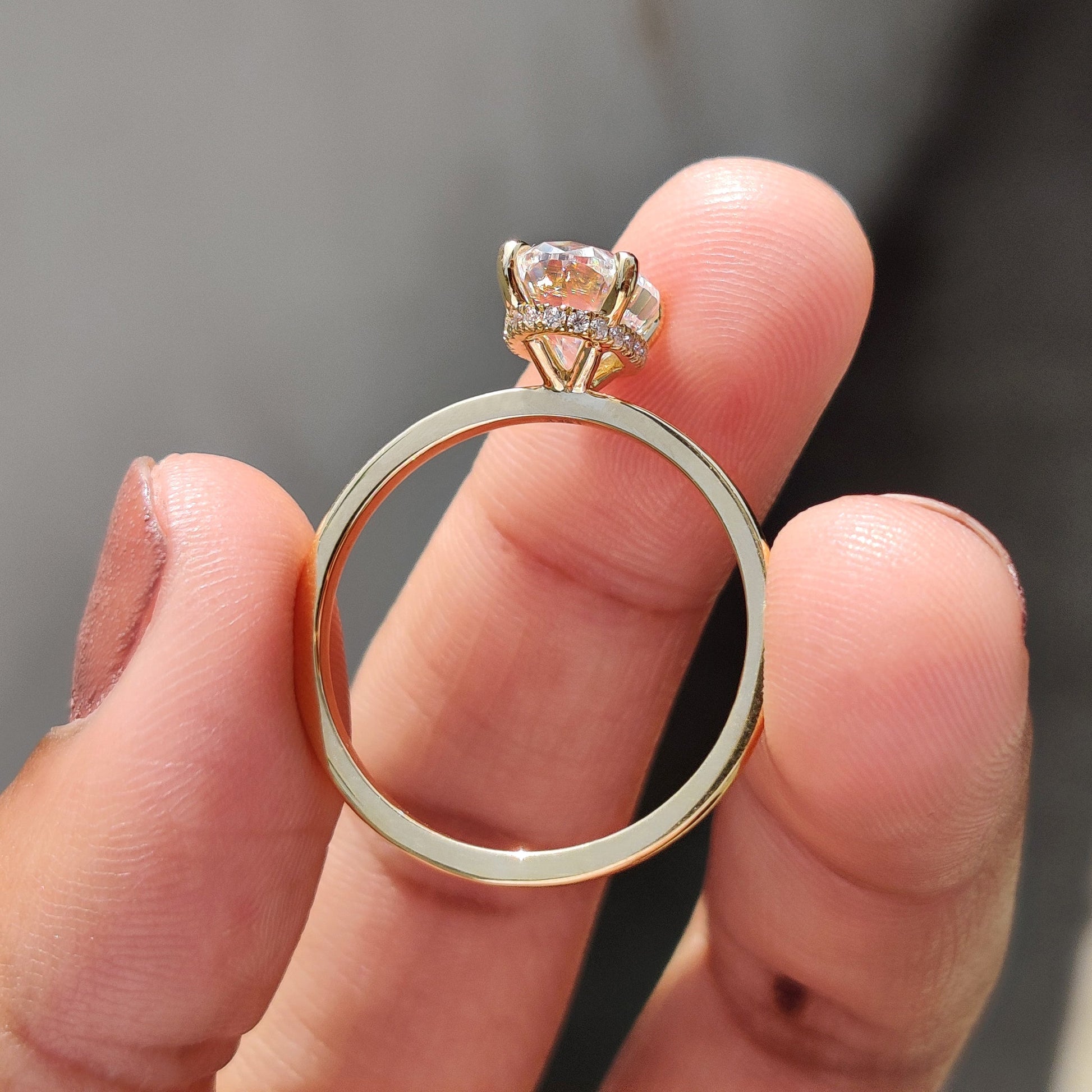 Oval Moissanite Engagement Ring With Hidden Halo Style