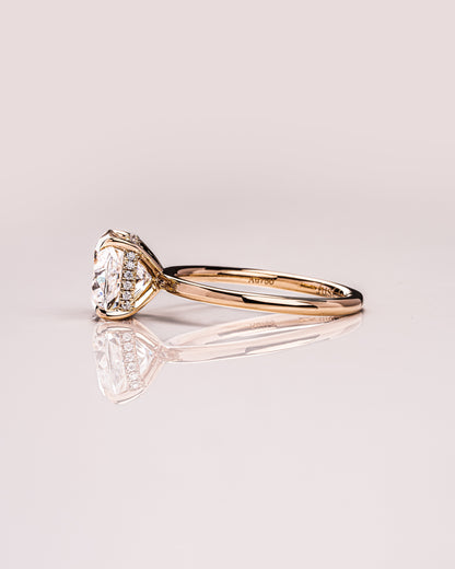 2.15 CT Cushion Cut Moissanite Engagement Ring With Hidden Halo Setting