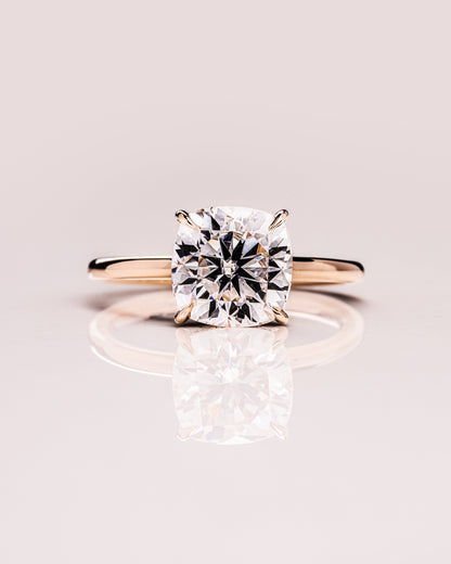 2.15 CT Cushion Cut Moissanite Engagement Ring With Hidden Halo Setting