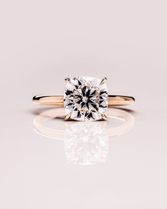 2.15 CT Cushion Cut Moissanite Engagement Ring With Hidden Halo Setting