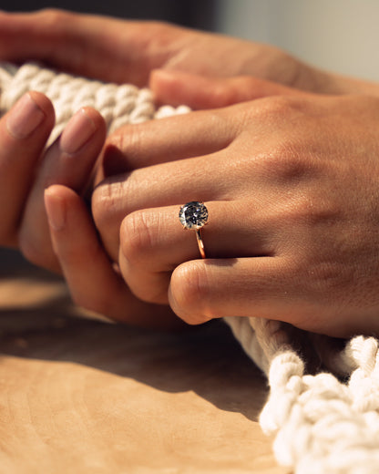 1.60 CT Round Cut Moissanite Engagement Ring With Hidden Halo Setting