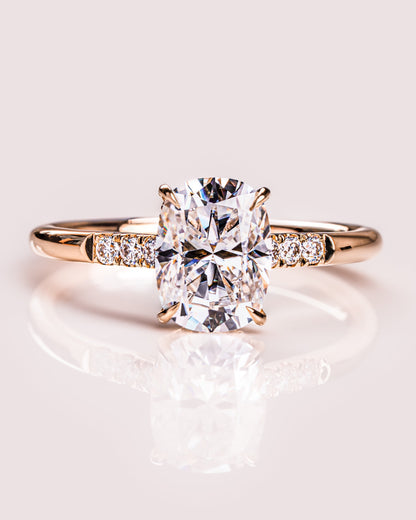 1.49 CT Cushion Cut Moissanite Engagement Ring With Hidden Halo Setting