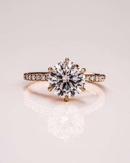 2.75 CT Round Cut Hidden Halo & Pave Setting Moissanite Engagement Ring