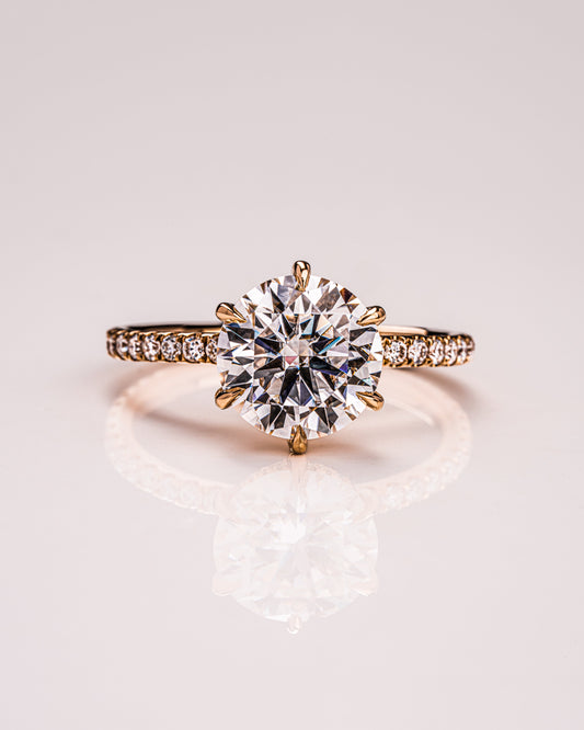 2.75 CT Round Cut Hidden Halo & Pave Setting Moissanite Engagement Ring