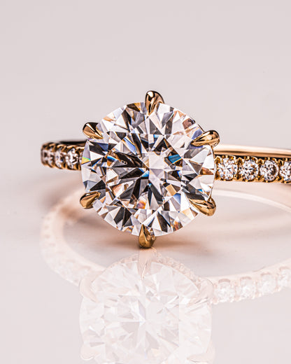 2.75 CT Round Cut Hidden Halo & Pave Setting Moissanite Engagement Ring
