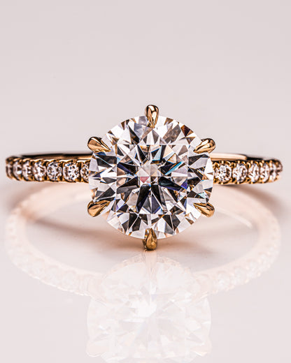 2.75 CT Round Cut Hidden Halo & Pave Setting Moissanite Engagement Ring