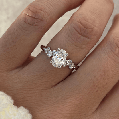 Marquise Shaped Three Stone Lab Grown Diamond Engagement Ring