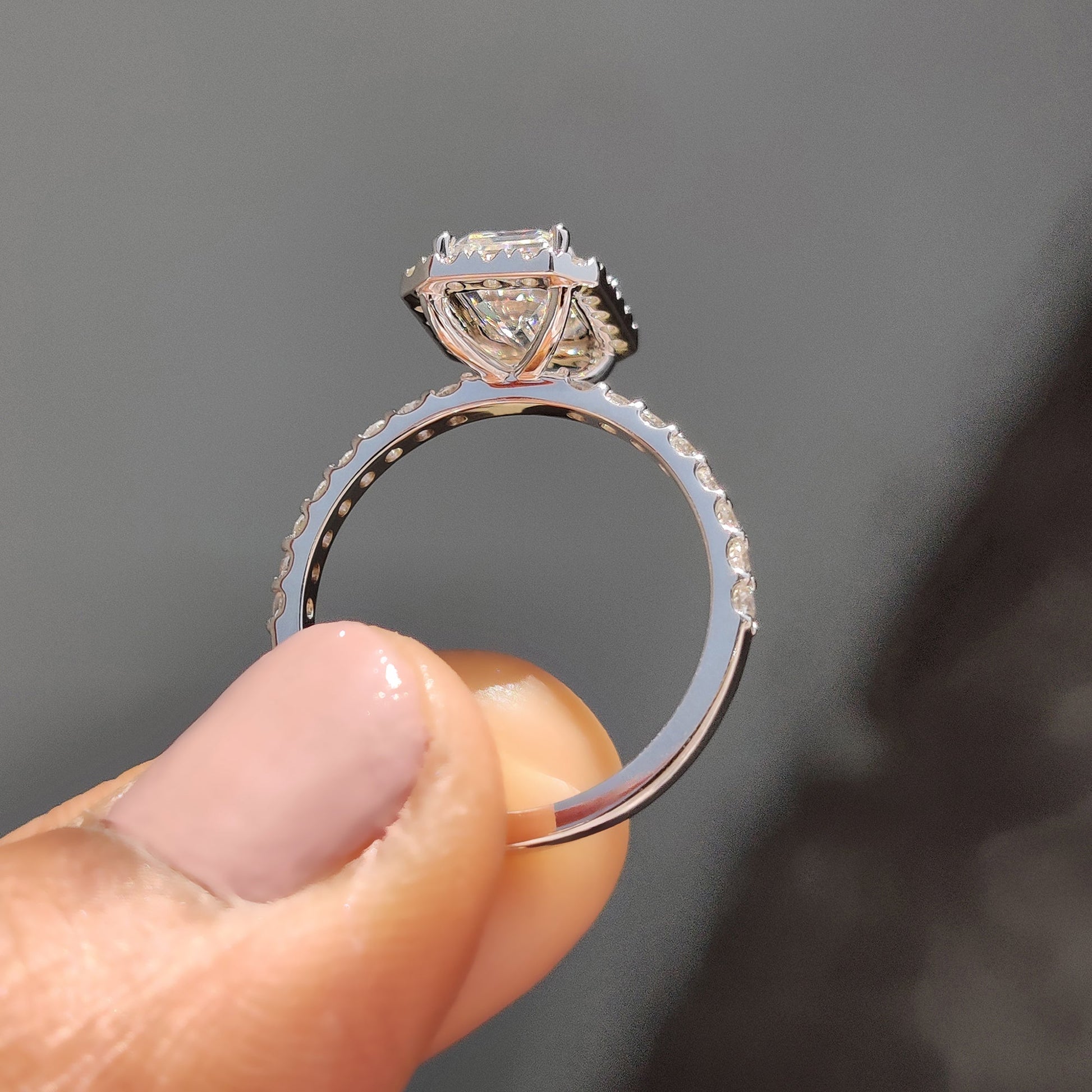 Emerald Cut Halo Ring