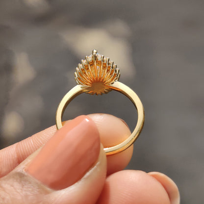 Pear Cut Moissanite Engagement Ring With Halo Setting