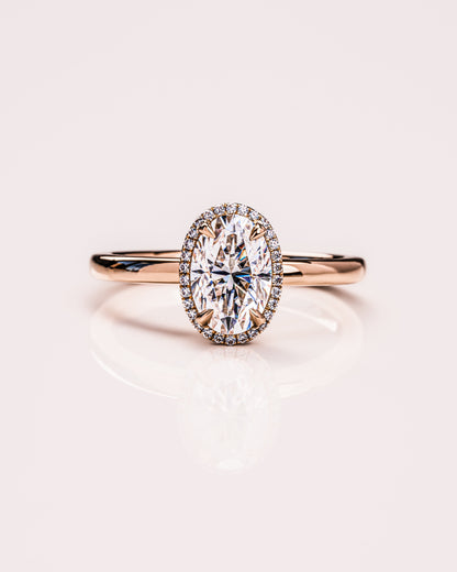 1.80 CT Oval Cut Halo Moissanite Engagement Ring