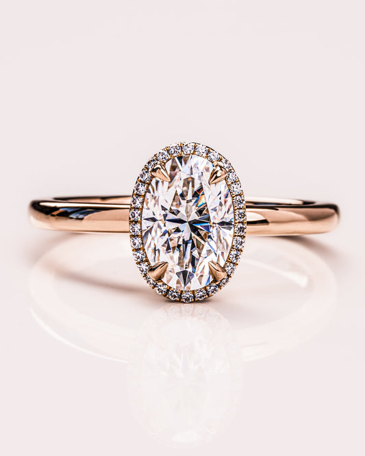 1.80 CT Oval Cut Halo Moissanite Engagement Ring