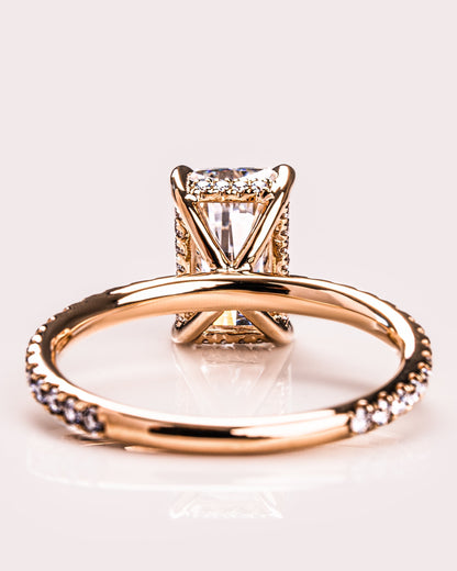 2.43 CT Radiant Cut Moissanite Engagement Ring With Hidden Halo Setting