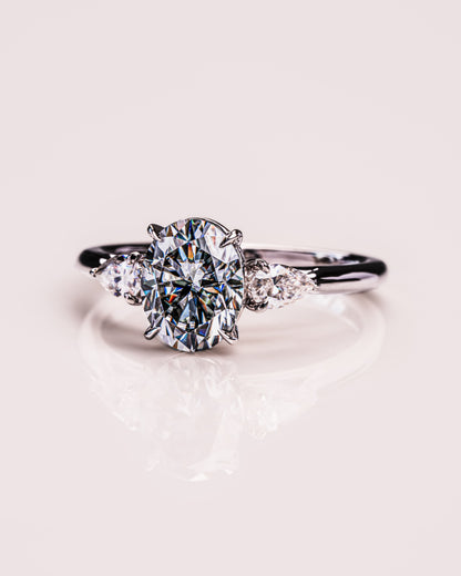 1.91 CT Oval Cut Three Stone Moissanite Engagement Ring