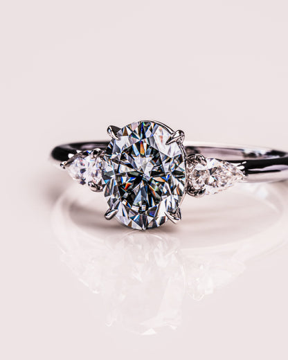 1.91 CT Oval Cut Three Stone Moissanite Engagement Ring