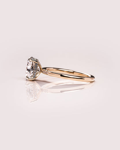 2.15 CT Cushion Cut Moissanite Engagement Ring With Hidden Halo Setting