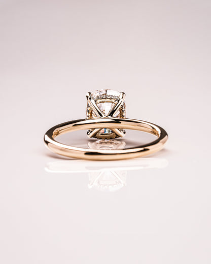 2.15 CT Cushion Cut Moissanite Engagement Ring With Hidden Halo Setting