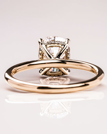 2.15 CT Cushion Cut Moissanite Engagement Ring With Hidden Halo Setting