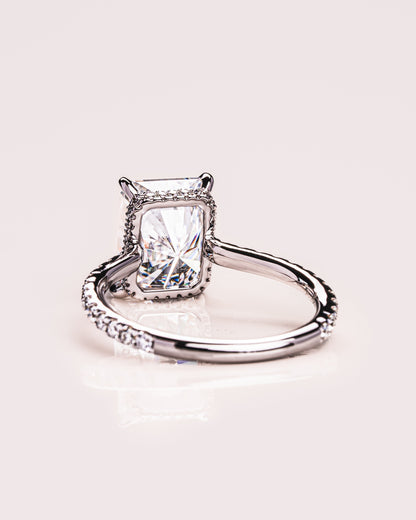2.43 CT Radiant Cut Hidden Halo Setting Moissanite Engagement Ring