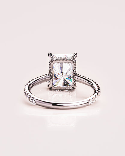 2.43 CT Radiant Cut Hidden Halo Setting Moissanite Engagement Ring