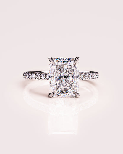 2.43 CT Radiant Cut Hidden Halo Setting Moissanite Engagement Ring