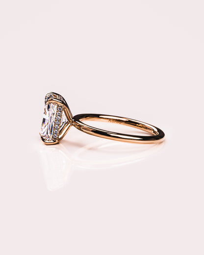 2.43 CT Radiant Cut Moissanite Engagement Ring With Hidden Halo Setting