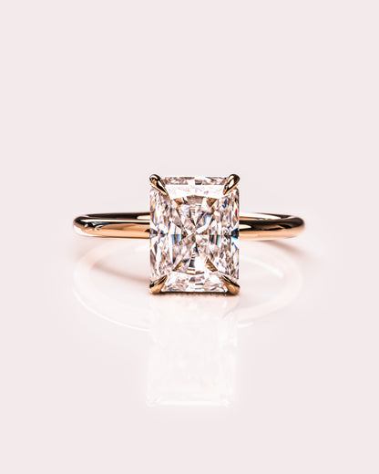 2.43 CT Radiant Cut Moissanite Engagement Ring With Hidden Halo Setting