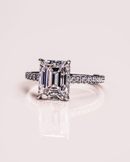 2.30 CT Radiant Cut Hidden Halo &  Pave Setting Moissanite Engagement Ring
