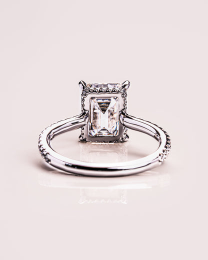 2.30 CT Radiant Cut Hidden Halo &  Pave Setting Moissanite Engagement Ring