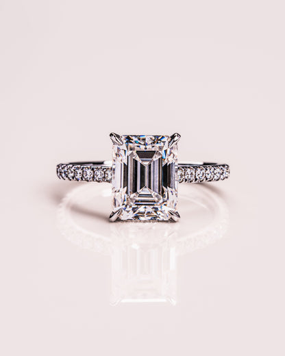 2.30 CT Radiant Cut Hidden Halo &  Pave Setting Moissanite Engagement Ring