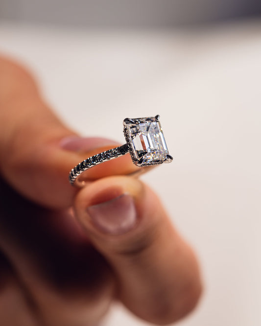 2.30 CT Radiant Cut Hidden Halo &  Pave Setting Moissanite Engagement Ring