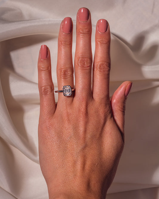 2.30 CT Emerald Cut Solitaire Bezel Setting Moissanite Engagement Ring