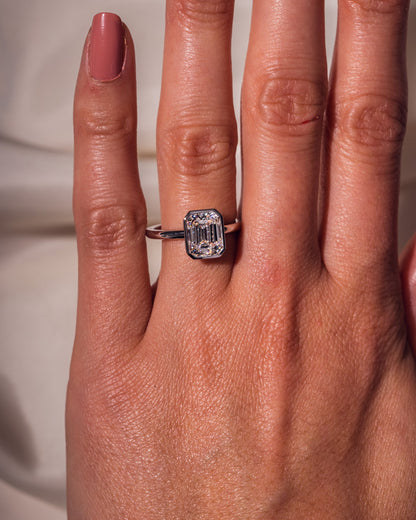 2.30 CT Emerald Cut Solitaire Bezel Setting Moissanite Engagement Ring