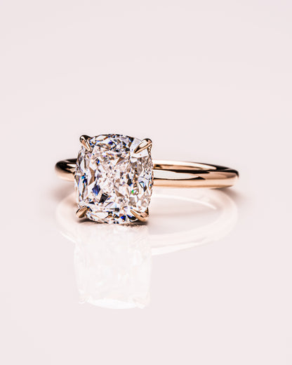 1.49 CT Cushion Cut Moissanite Engagement Ring With Hidden Halo Setting